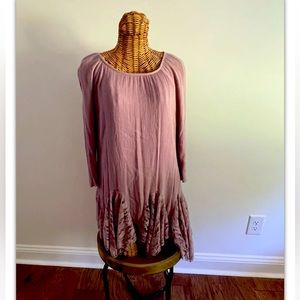 Womens INDIGO SOUL lavender purple boho tunic dress Medium  lined lace top